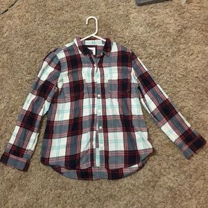 Plaid long sleeve button up